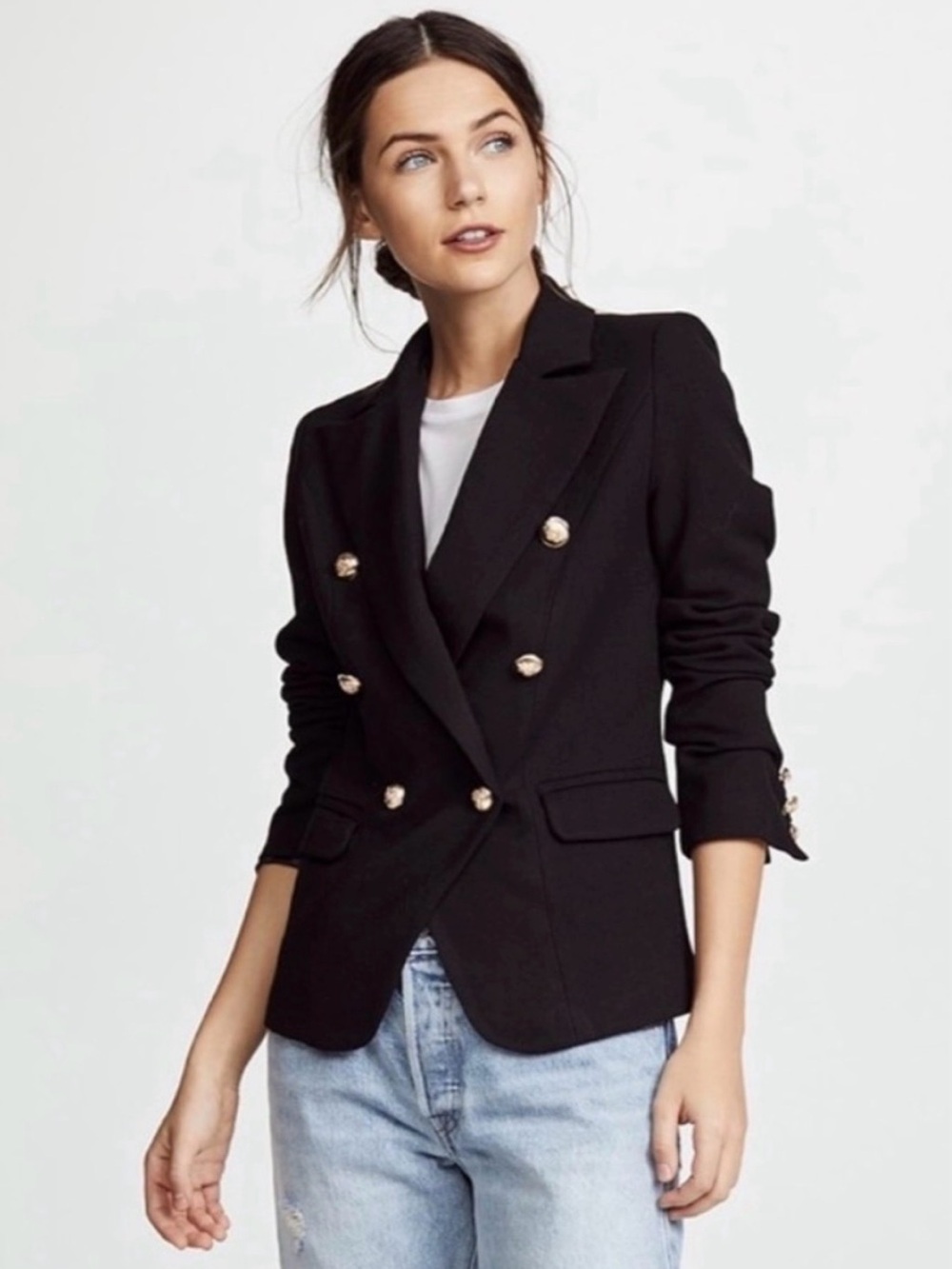 Lioness Black Double-Breasted Blazer with Gold Buttons